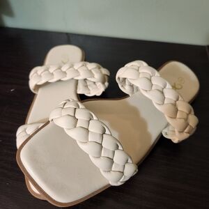 Braided White Sandals